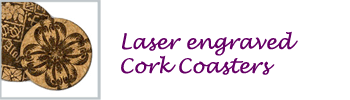 Laser engraved cork coasters 