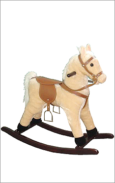 Small palomino plush rocking horse